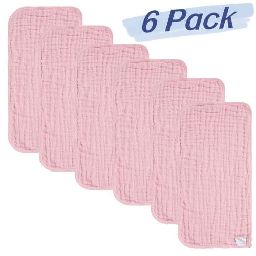 6 Pack Muslin Burp Cloths Baby Burp Clothes - Burp Rags for Boy Girls Muslin Bibs 6 Layers Large 20''x10'' 100% Cotton Hand Washcloths Soft Absorbent
