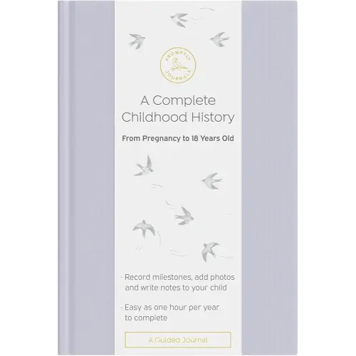 Promptly Journals, A Complete Childhood History: From Pregnancy to 18 Years Old (Lavender Purple, Linen) | Baby Book and Pregnancy Journal | Baby Memory Book