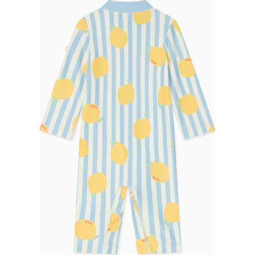 Lemon and Blue Stripe Sun Safe Swim Suit - MORI | Maisonette
