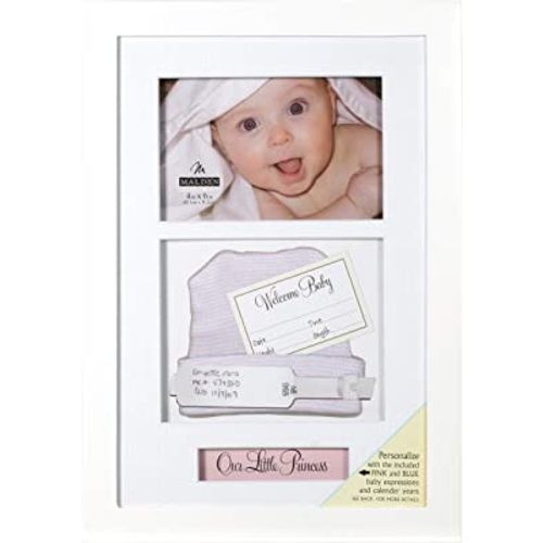Malden International Designs 8280-46 Baby Memories Baby Memoto Shadowbox Picture Frame, 4x6, White