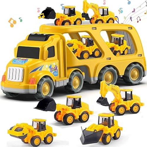 Veslier Construction Truck Toys for Boys Girls Age 1 2 3 4 5 6 Years Old,Carrier Transport Trucks for Kids 1-3 3-5 Year Old,Christmas Birthday Gift Toddler Toys.