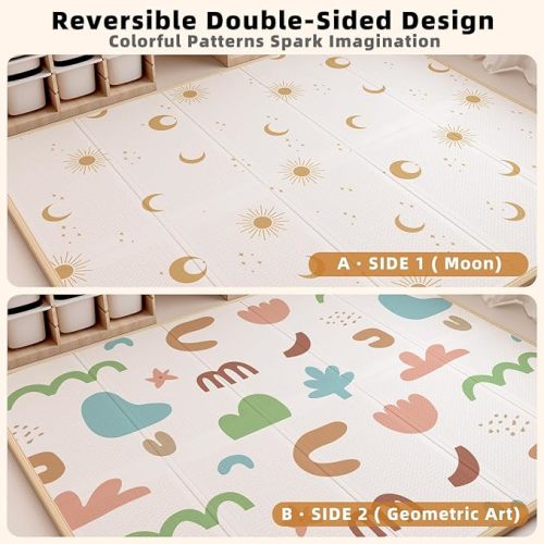 79x71 in Foldable Baby Play Mat,Waterproof Baby Playpen Mat,Portable Anti-Slip Baby Playmat,Thick Foam Floor Play Mat for Babies &Toddlers & Kids,Reversible Baby Crawling Mat for Indoor&Outdoor(Bear)