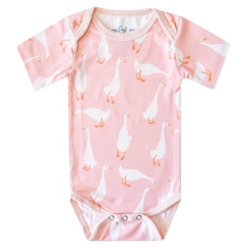 Copper Pearl Short Sleeve Bodysuit Baby: Ultra Soft Bodysuits for Newborns, Boys, Girls, and Infants - Stylish, Comfortable, Overlap Shoulders, Premium Knit Fabric - Goosie, Newborn