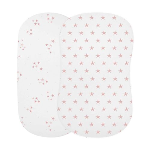 Ely's & Co. Baby Fitted Bassinet Sheet 100% Combed Jersey Cotton Pink for Baby Girl 2 Pack