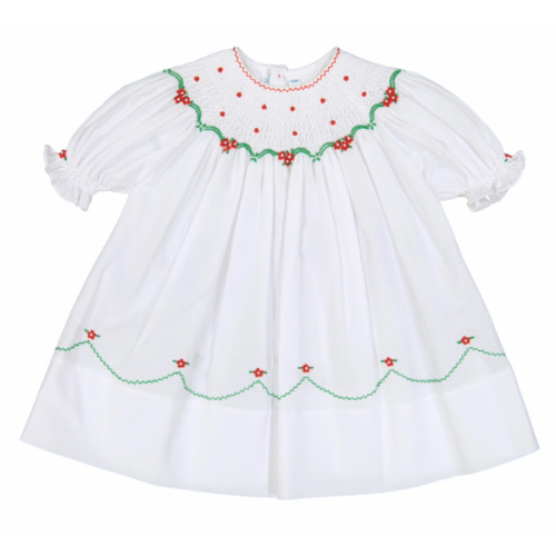 Short Sleeve Holiday Pearl Flower Bishop Dress I Feltman Brothers