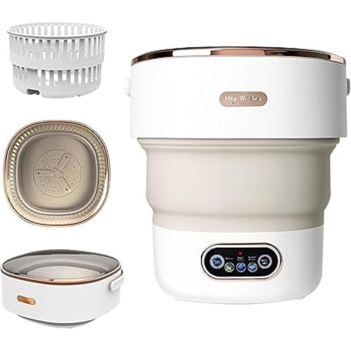 Portable Washing Machine,15L Collapsible Mini Washer with 3 Cleaning Modes Drain Basket Small Foldable Laundry Machine for Travel Camping Dorms RVs Apartments Baby Clothes Underwear Socks Delicates