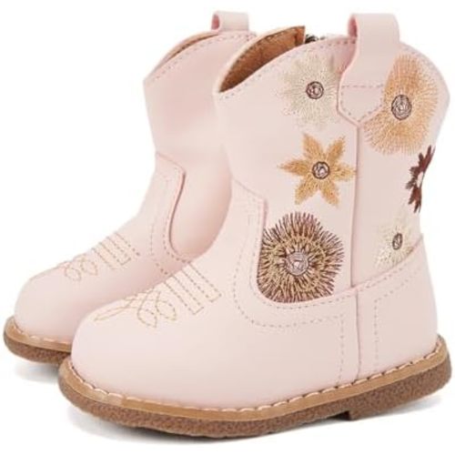 BMCiTYBM Baby Cowboy Cowgirl Boots Infant Western Shoes Boys Girls Round Toe Boots All Seasons 6-24 Months
