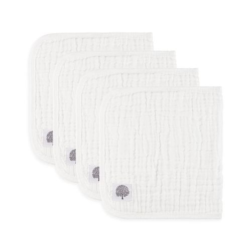 Parker Baby 4 Pack Muslin Cotton Burp Cloths - White