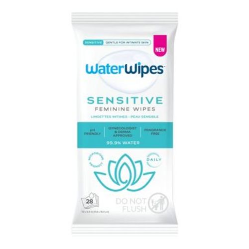 WaterWipes Sensitive Feminine, 99.9% Purified Water, pH Friendly, Fragrance Free Wipes - 28ct