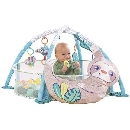 Infantino 4-in-1 Sloth Jumbo Baby Activity Gym & Ball Pit - Combination Baby Activity Gym and Ball Pit for Sensory Exploration and Motor Skill Development, for Newborns, Babies and Toddlers