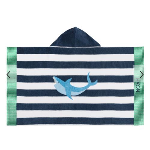 Rugby Stripe Shark Beach Hooded Towel