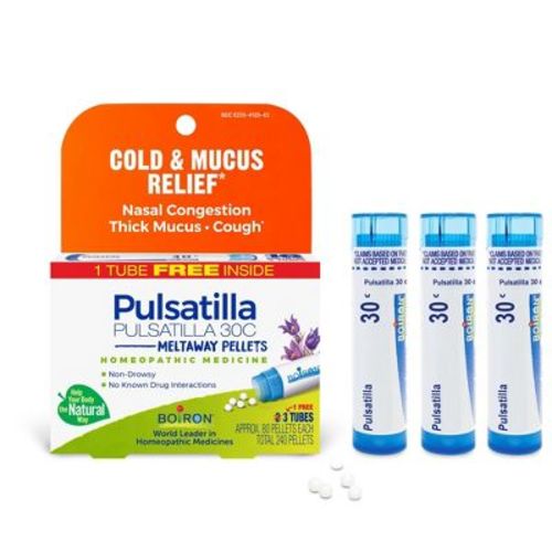 Pulsatilla 30c 3 Mdt By Boiron Homeopathic Medicine For Cold & Mucus Relief - 3 Pack Pellet
