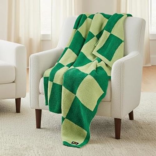 Franco Wicked Elphaba Paul Tazewell Checkered Bedding Soft Cozy Feather Knit Intarsia Throw Blanket, 50 in x 60 in, (Officially Licensed Product) Collectibles