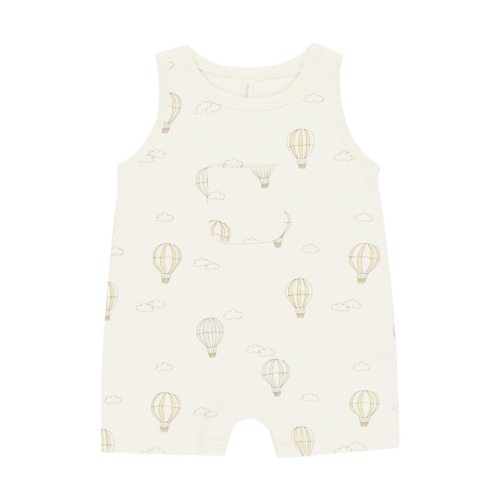 Balloon Print Organic Cotton Romper, 0-3M