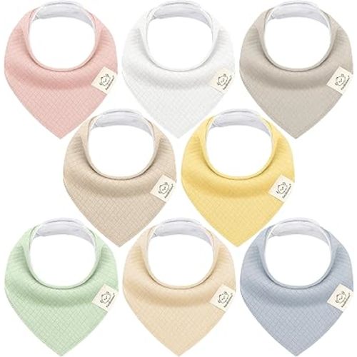 KeaBabies 8-Pack Bandana Bibs for Baby Girls, Boys - Organic Cotton Baby Bibs for Drooling & Teething Newborn, Toddler, Infant 0-36 months, Extra Soft, Absorbent Cloth with Snaps (Dawn/Quin)