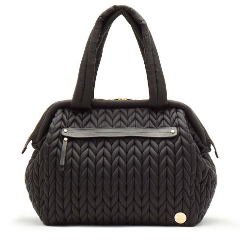 HAPP Paige Carryall Diaper Bag - Black Herringbone