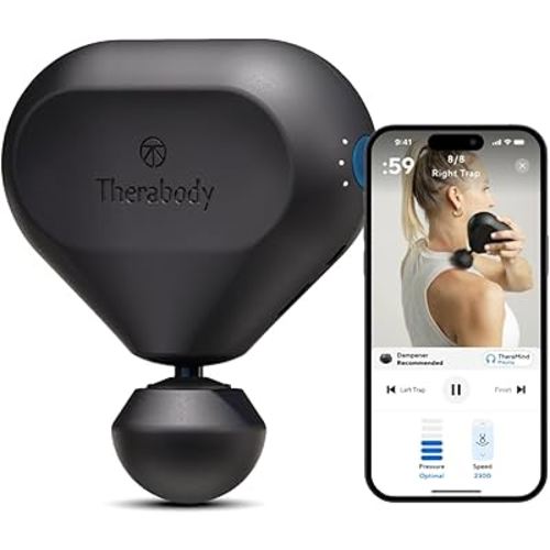 TheraGun Mini Massage Gun - Handheld Deep Tissue Percussion Massage Gun & Compact Personal Massager for On-The-Go, Portable Muscle Pain Relief in Neck, Back, Leg, Hand, Shoulder (Black - 2nd Gen)