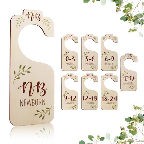 ITDYB Baby Closet Dividers - Set of 8 Wooden Double-Sided Baby Clothes Organizer from Newborn to Toddler for Daily Gender-Neutral Baby Nursery Decor