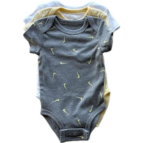 Nike 3-pack Assorted Swooshfetti Bodysuit (Grey/Soft Yellow, 6 months)