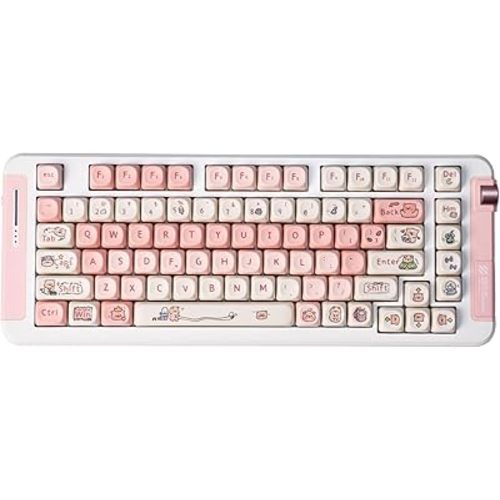 Pink Keycaps PBT MOA Profile Cute Pig Custom Keyboard Keycaps DYE-SUB 131 Keys Set for Cherry MX Switches Alice Mechanical Keyboard