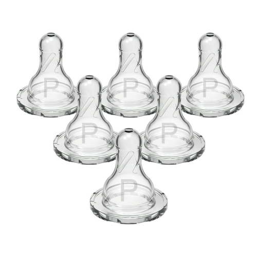 Dr. Brown's Natural Flow Preemie Flow, Narrow Baby Bottle Silicone Nipple, Slowest Flow, 0m+, 100% Silicone, 6 Pack