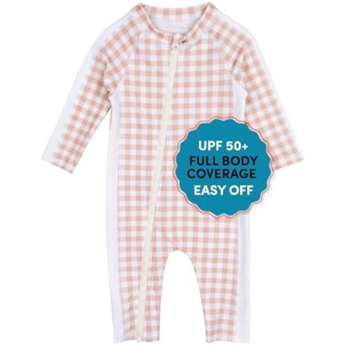 SwimZip Girls' Long-Sleeve UPF 50+ Swimsuit for Baby, Toddler, & Little Girls