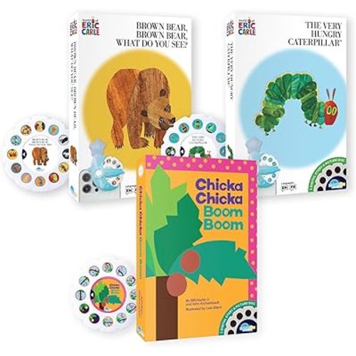 Moonlite Storytime Storybook Reels, 3 Story Set, Eric Carle The Very Hungry Caterpillar, Brown Bear, Chicka Chicka Boom Boom, Digital Stories for Projector, Early Learning Gifts for Kids 12 Months+