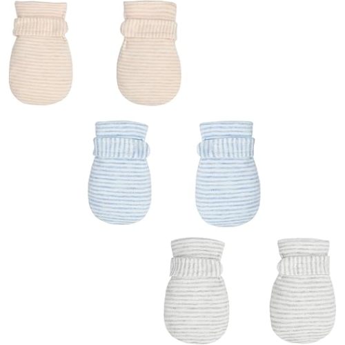 Newborn Baby No Scratch Mittens Stay On, 100% Cotton Breathable, Adjustable Infant Gloves for Baby Boys Girls Mittens
