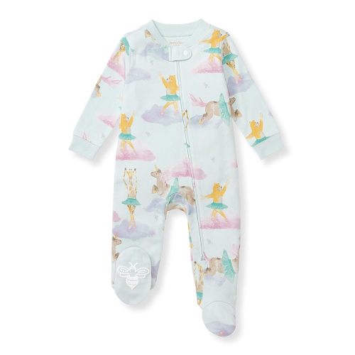 Burt's Bees Baby Baby Girls Pajamas Sleep and Play, Soft 100% Organic Cotton One-Piece PJ with Non-Slip Bee Grip Footies