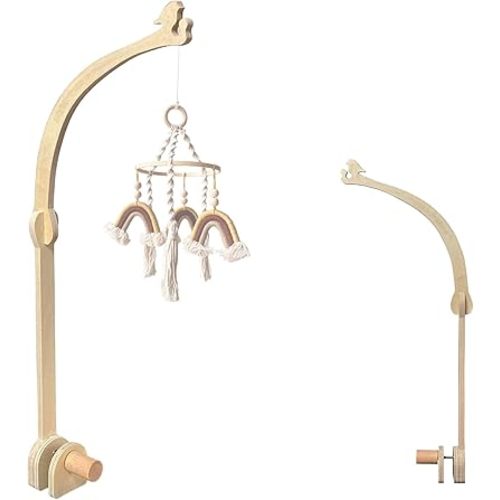 Crib Mobile Wooden Arm, Suitable for All Cribs 100% Natural Larch Hanger Nusery Decor Baby Room Safe Holder(Mobile is not Included (Bird Original Color)