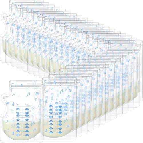 Sherr 500 Count Breastmilk Storage Bags 8 oz Breast Milk Storing Freezer Bags for Breastfeeding with Pour Spout Thickened Design Leak Proof Double Seal Self Standing Breastfeeding Storing Bags