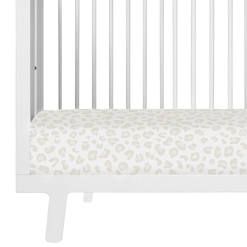 MakeMake Organics Organic Crib Sheet GOTS Certified Organic Cotton Crib Sheet Fitted with Pillowcase (14"x19") Buttery Soft Breathable Hypoallergenic Leopard Spots (28"x52", Wild)