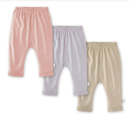 Organic Cotton Baby Harem Pants - Set of 3 - Pink Sand