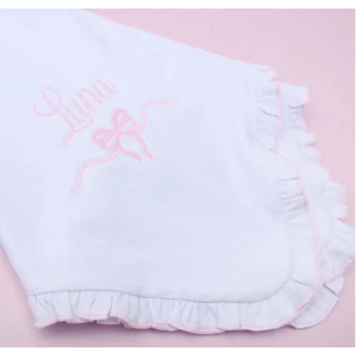 Essentials Receiving Blanket with Pink Ruffle
