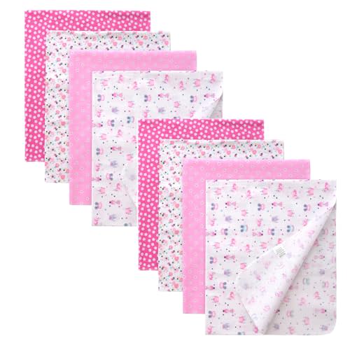 Gina Era Cotton Flannel Receiving Blankets Baby 8 Pcs, Baby Swaddle Blankets, Baby Flannel Blanket 30 X 30 Inch for Boy Girl (Style-13)