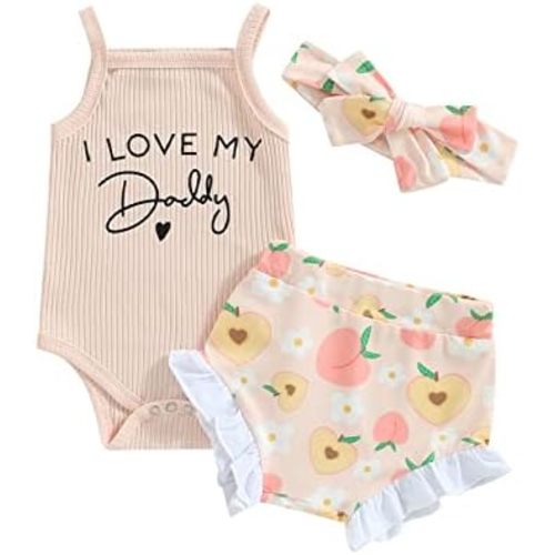 Engofs Newborn Baby Girl Summer Clothes Boho Infant Sleeveless Romper Bodysuit Shorts Headband 3Pcs Outfits