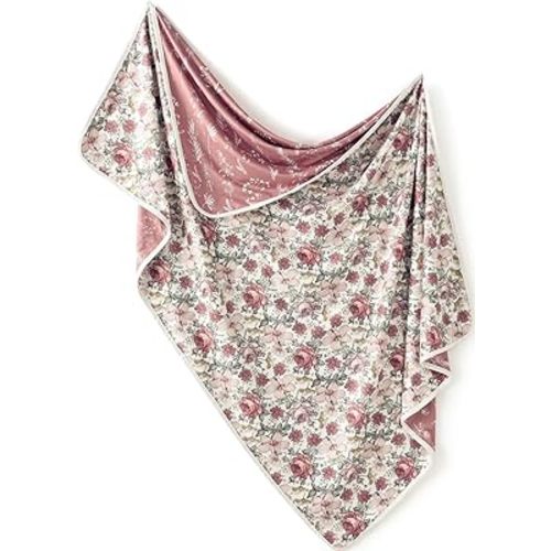 Little Jump Stretchy Jersey Knit Swaddle Blankets, Premium Cotton Floral Baby Blanket,Soft Western Wild Flowers Baby Quilt for Baby Girls and Toddlers(Vintage Floral)
