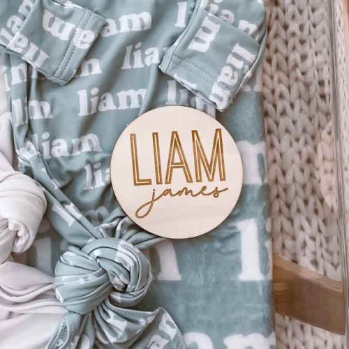 Personalized Baby Name Wood Announcement | Twin Outline