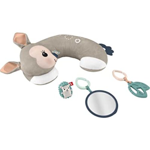 Fisher-Price Baby Toy Tummy Time Fawn Wedge, Animal-Themed Support with Mirror, Teether & Rattle for Developmental Play Newborns Ages 0+ Months