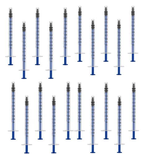 XIRQI 20 Pcs Syringe With Cap, Colostrum Collection Syringe No Needle For Refilling And Measuring Liquids, Scientific Laboratory (Blue)