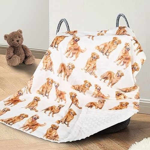 Dog Baby Blanket for Boys Girls Soft Fleece Minky Blanket with Dotted Backing Double Layer Newborn Toddler Blankie for Nursery Stroller Crib Gift to Son Nephew Grandson 26.5 * 40 Inches