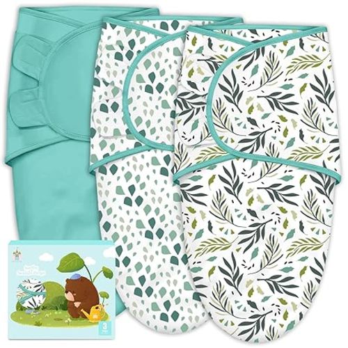 Cute Castle 3-Pack Baby Swaddle Sleep Sacks - Newborn Swaddle Sack - Ergonomic Baby Swaddles Blanket Warp for Boys and Girls - Baby Essentials (0-3 Months - Green)