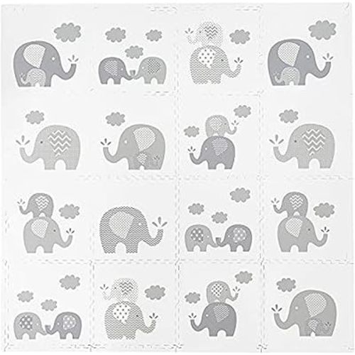 Tadpoles Elephant Print Play Mat Set, Grey, 16 Piece,