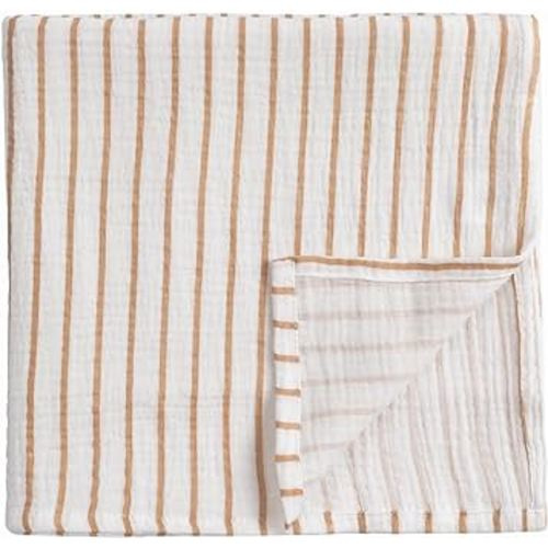 Meracorallo Muslin Swaddle Blanket, 100% Organic Cotton Receiving Blanket Soft and Breathable Swaddle Wrap for Baby Boys and Girls (Neutral Stripe)