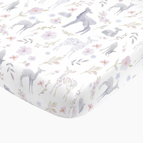 NoJo Baby Nursery Fitted Crib Sheet - Floral Deer