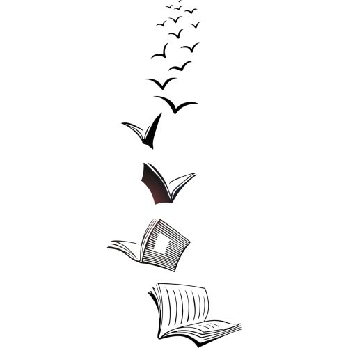 Vinyl Wall Decal Home Library Opened Books Reading Room Stickers Large Decor (3521ig) Black