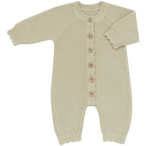 Avibae Baby Knit Romper, Cotton Long Sleeve Sweater for Newborn Infant, Baby Boys and Girls Onesie for 0-9 Months