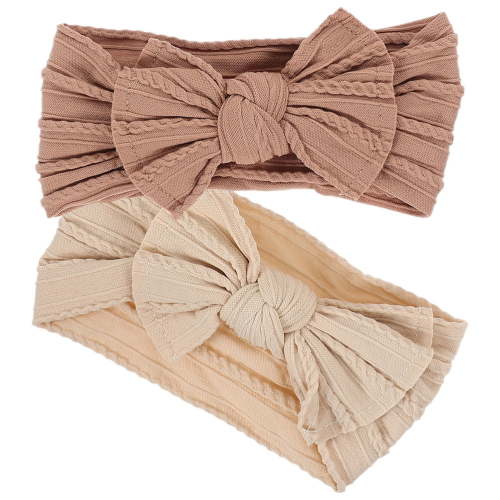 HONMEET Baby Girl Stretch Headbands Assorted Color Elastic Design 2Pcs