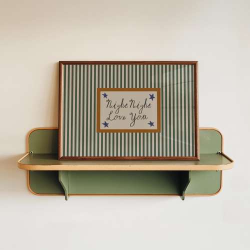 Retro Wall Art, Striped Bedroom Print, Mid Century Modern Wall Art, Vintage Style Bedroom Wall Art, Landscape Night Night Love You Print