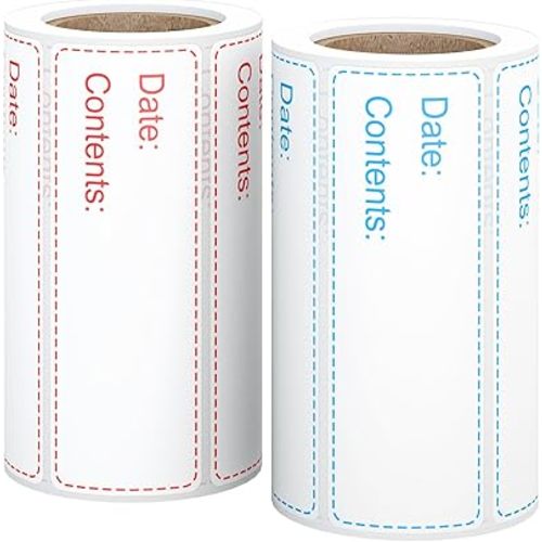 350 PCS Printholic 1" x 3" Food Storage Stickers, Removable Freezer Labels, 2 Color Food Labels Roll, Refrigerator Freezer Paper Label Easy Clean Leaves No Residue Waterproof - 175 Labels/Roll